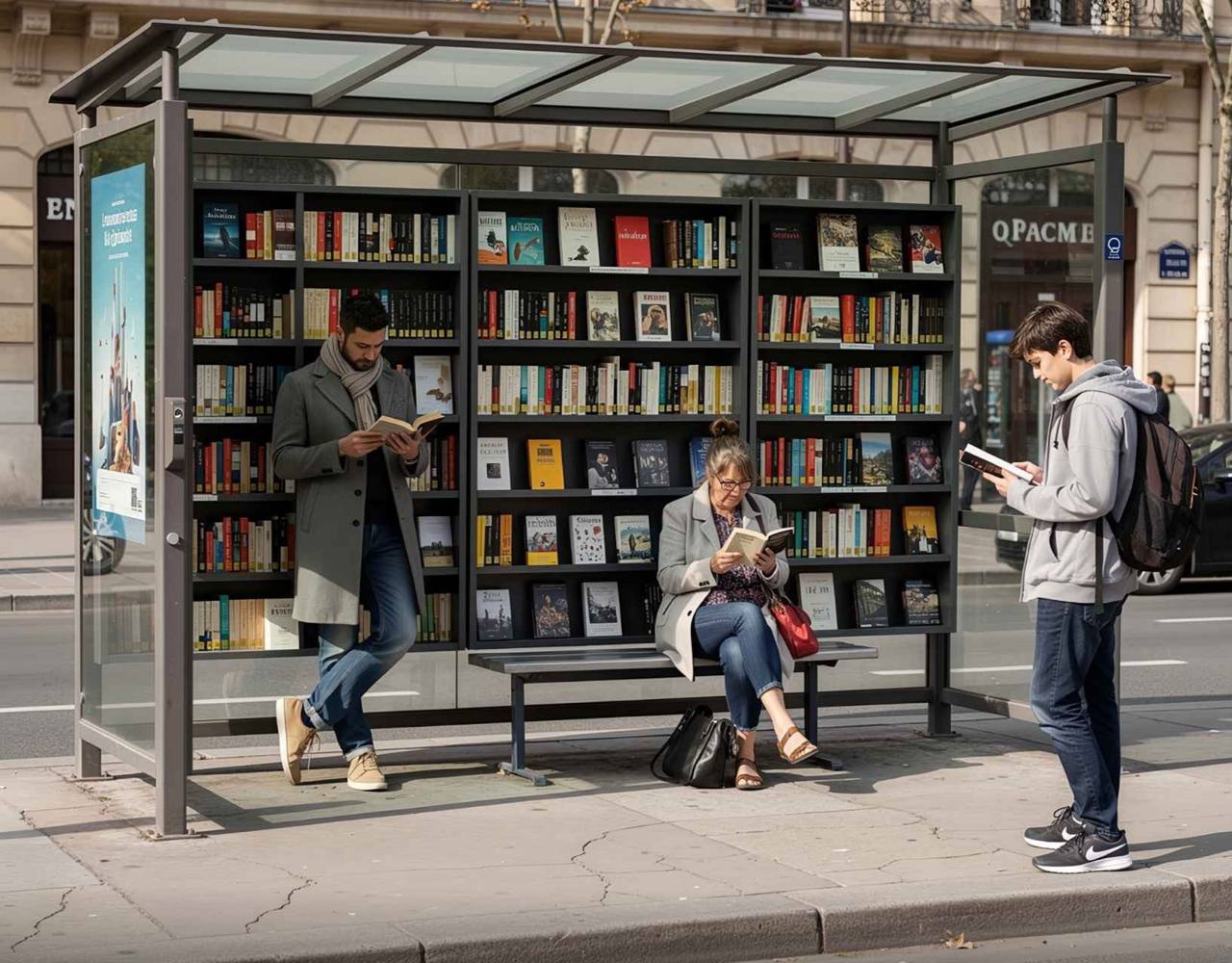 Avtobus bekatlarida bepul kutubxona!